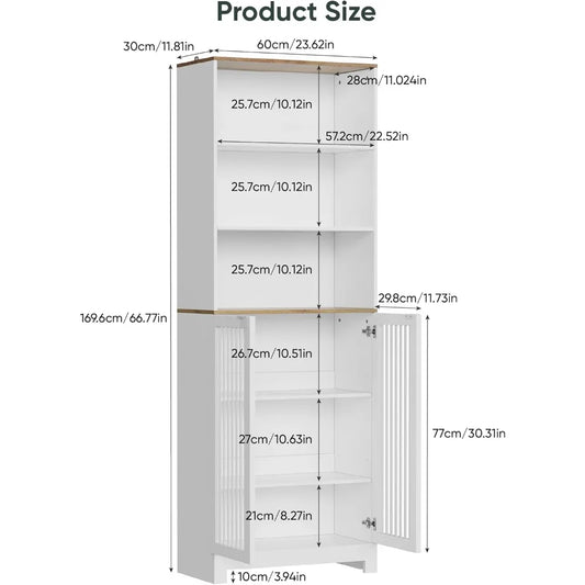 Tall Storage Cabinet with 2 Louvered Doors