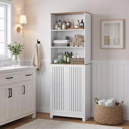 Tall Storage Cabinet with 2 Louvered Doors