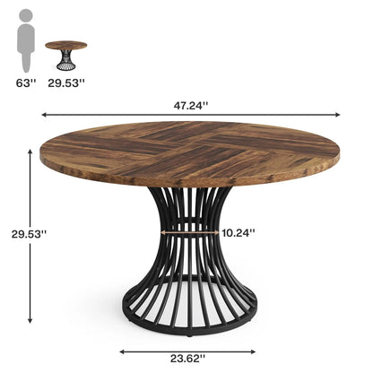 Round Farmhouse  Dining Table for 4-6 People
