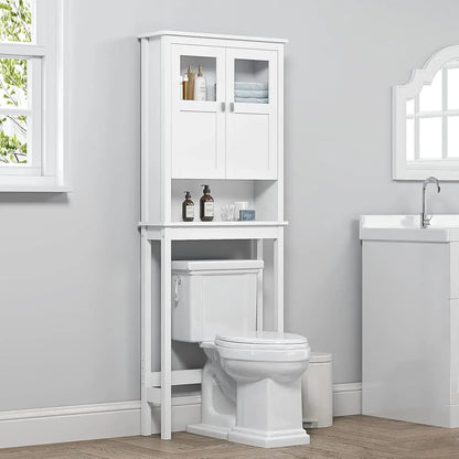 Bathroom Over Toilet storage Cabinet with Glass Doors