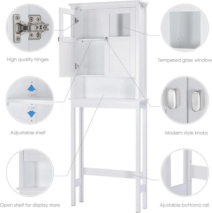 Bathroom Over Toilet storage Cabinet with Glass Doors