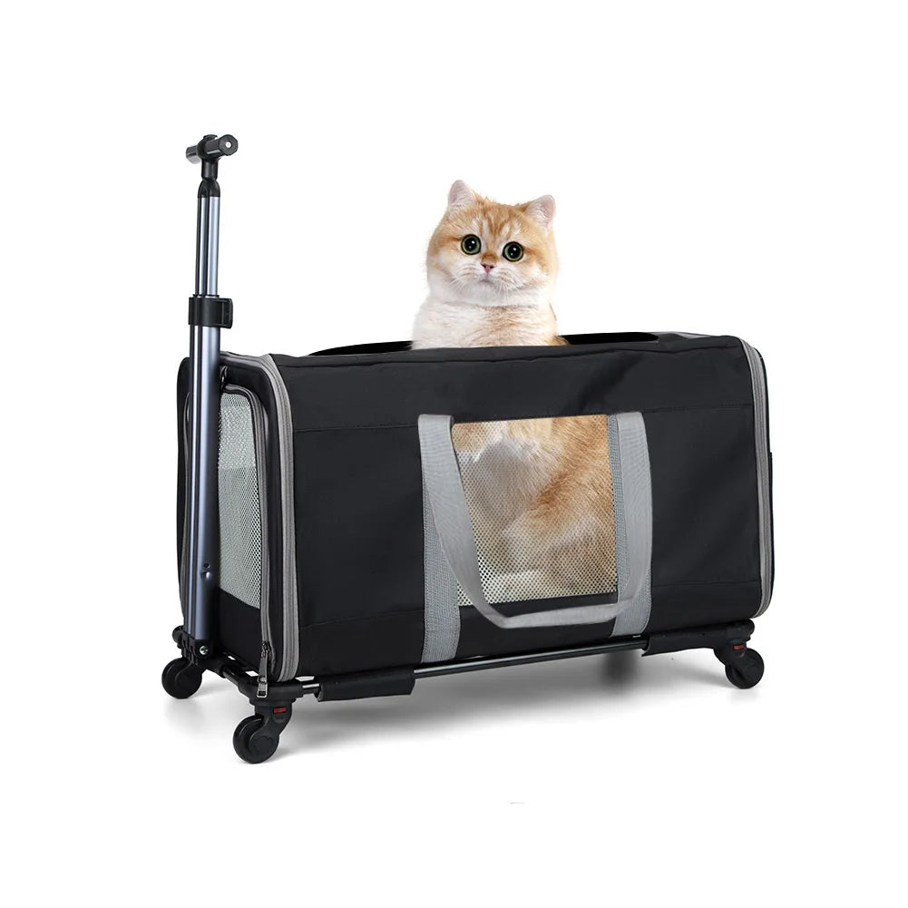 2 Cat Trolley Transport Bag With Wheels