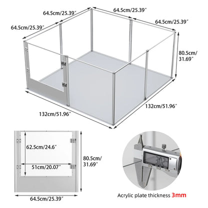 1Pc Large Indoor Acrylic Dog Playpen Cage, Whelping Pen