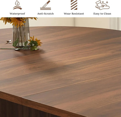 Expandable Oval Dining Table with Fluted Base