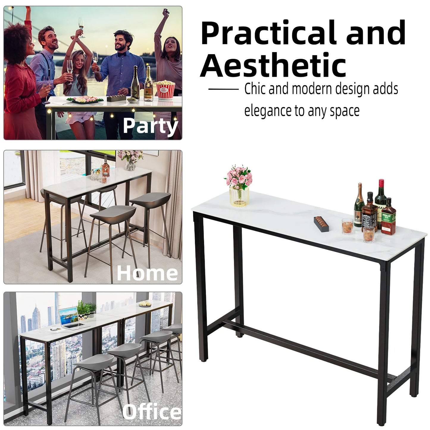 Sintered Stone Counter Height Bar Table