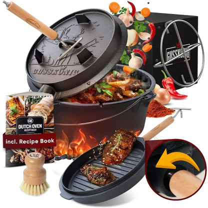 5 Quart Cast Iron Pre-Seasoned Dutch Oven Set
