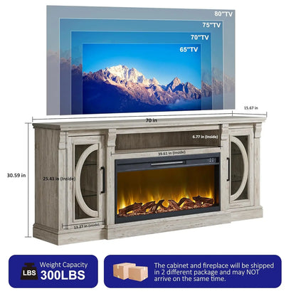 Fireplace  Entertainment Center, Holds up to 80 Inch TV