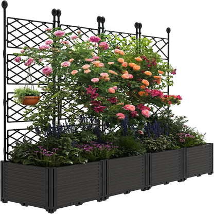 Raised Garden Bed with Trellis Planter with Privacy Screen