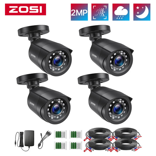 4 Pack HD Outdoor Indoor Weatherproof Bullet Surveillance Camera