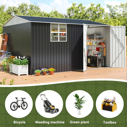 Polar Aurora 10x12 FT Outdoor Metal Storage Shed with Windows