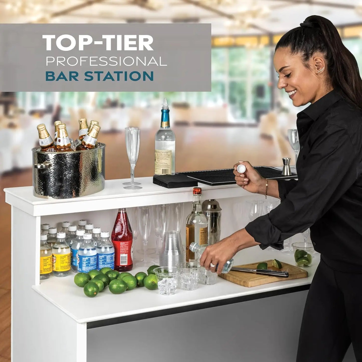 Elite Portable Bar Table for Events - White or Black