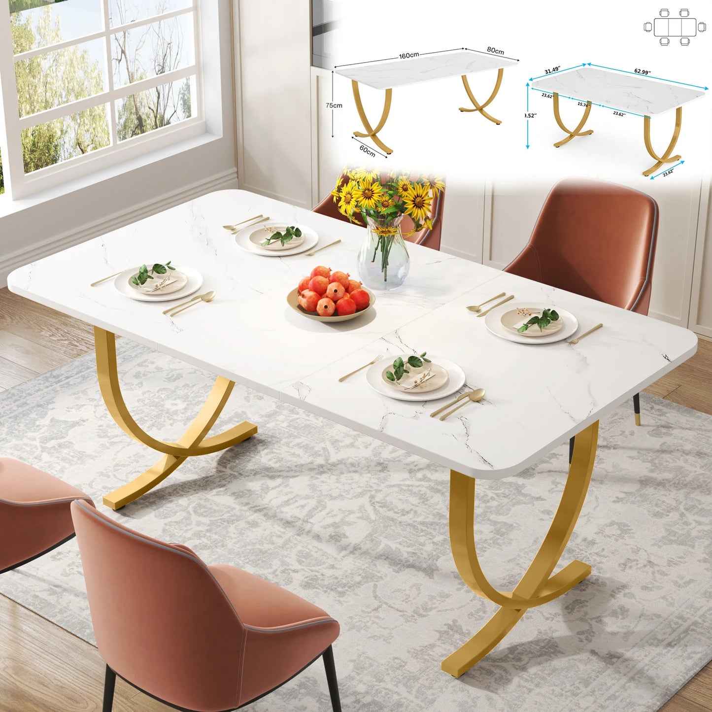 Tribesigns 63-Inch Rectangular Dining Table for 4 to 6