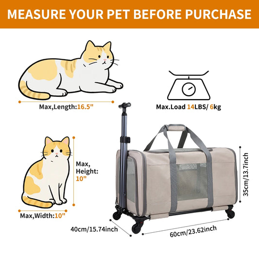 2 Cat Trolley Transport Bag With Wheels