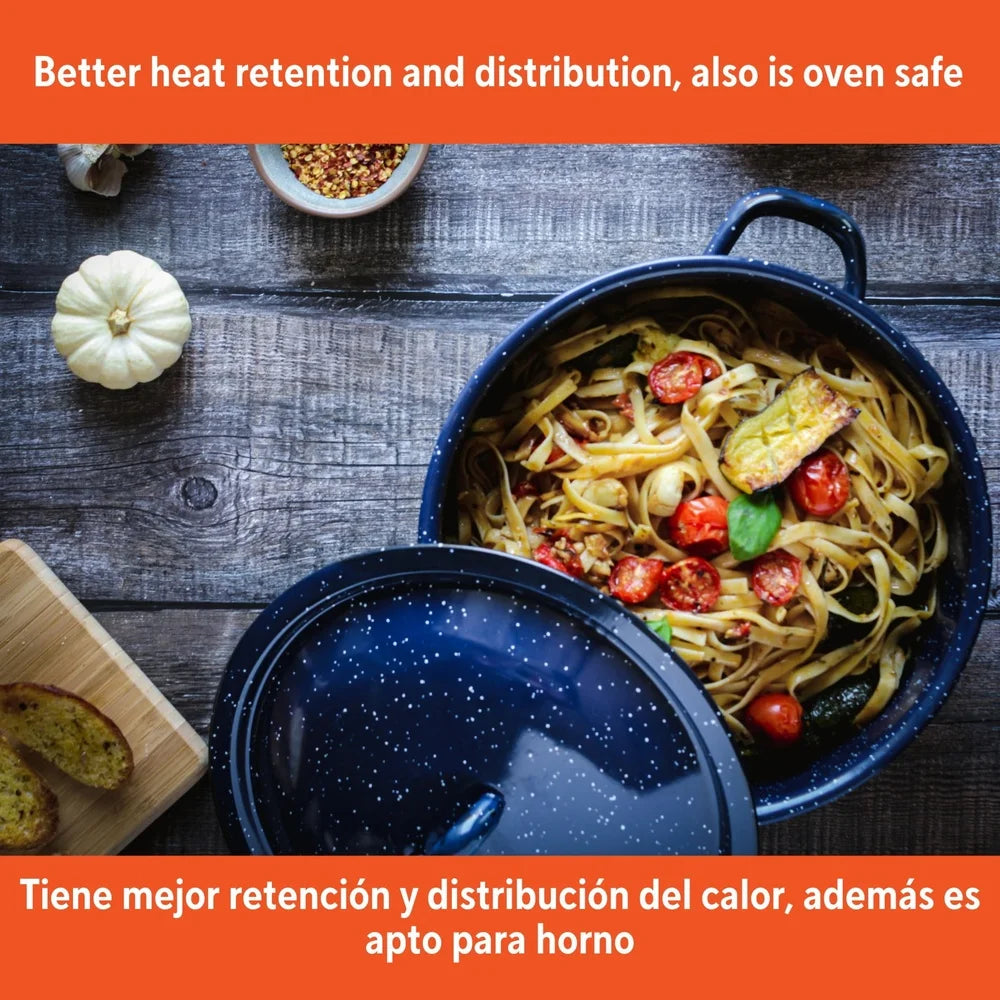 Enamel Stock Pot  with Double Handles Oven Safe Durable Steel
