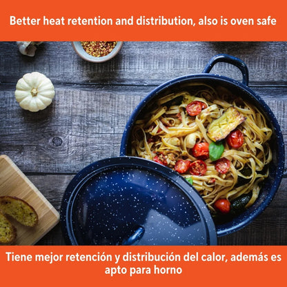 Enamel Stock Pot  with Double Handles Oven Safe Durable Steel