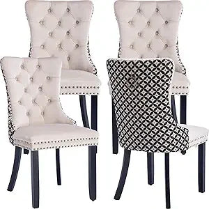 Black Velvet Dining Chairs Set of 4