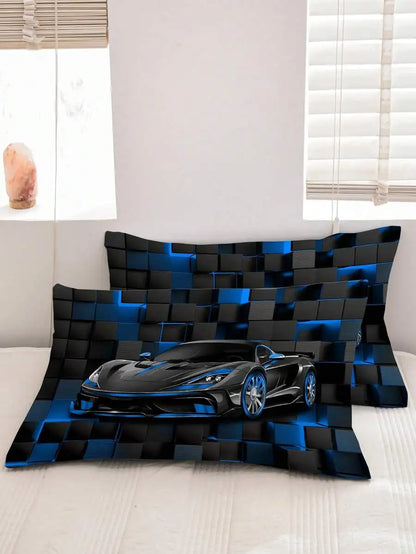 Duvet Cover 3-Piece Bedding Set with 3D Sports Car Print
