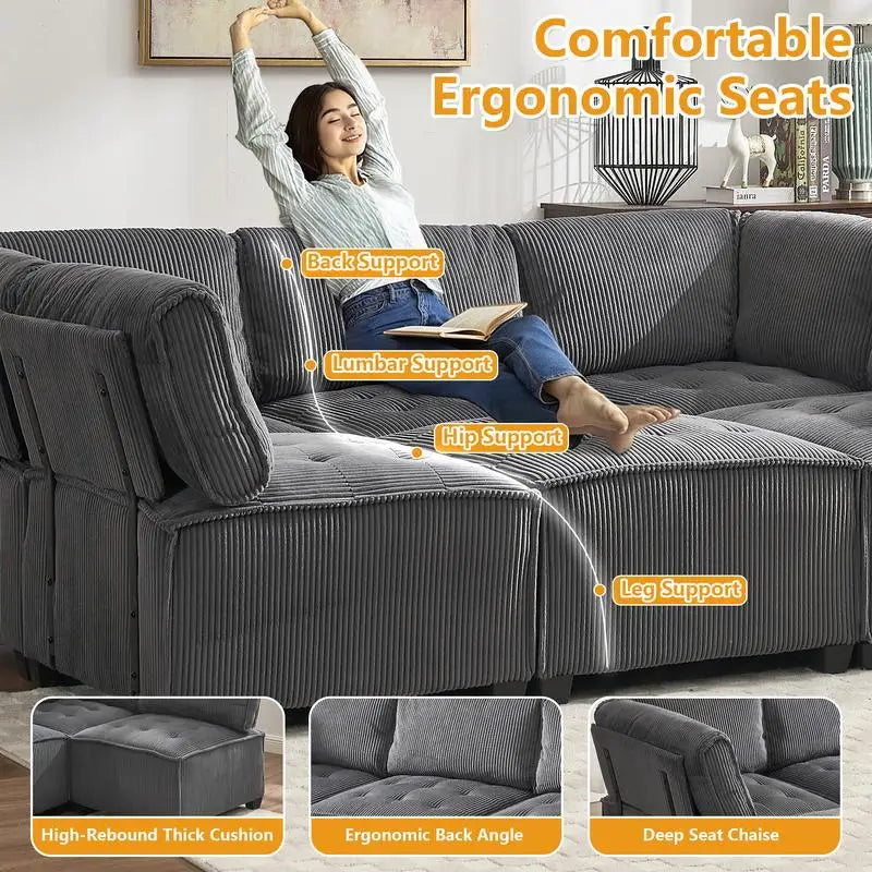 Modular Sectional Sofa U-Shaped Couch with Reversible Chaise