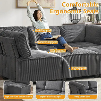 Modular Sectional Sofa U-Shaped Couch with Reversible Chaise
