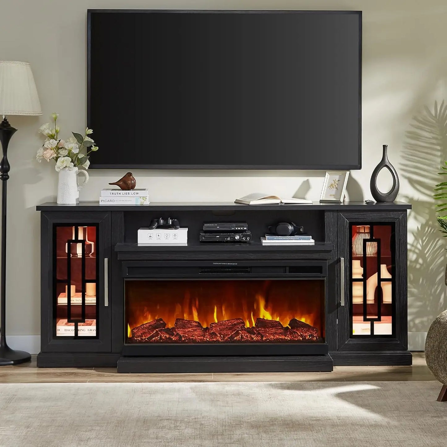 75" Electric Fireplace TV Entertainment Center Console
