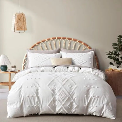 King Size Tufted Duvet Cover Set for All Seasons