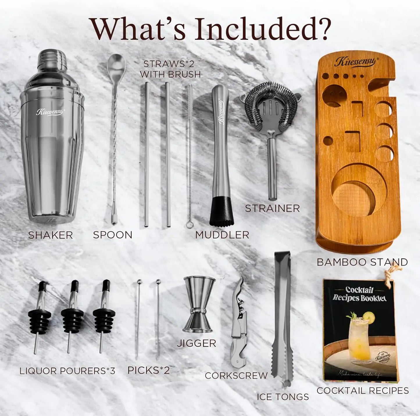 Professional Cocktail Shaker Set with Stand