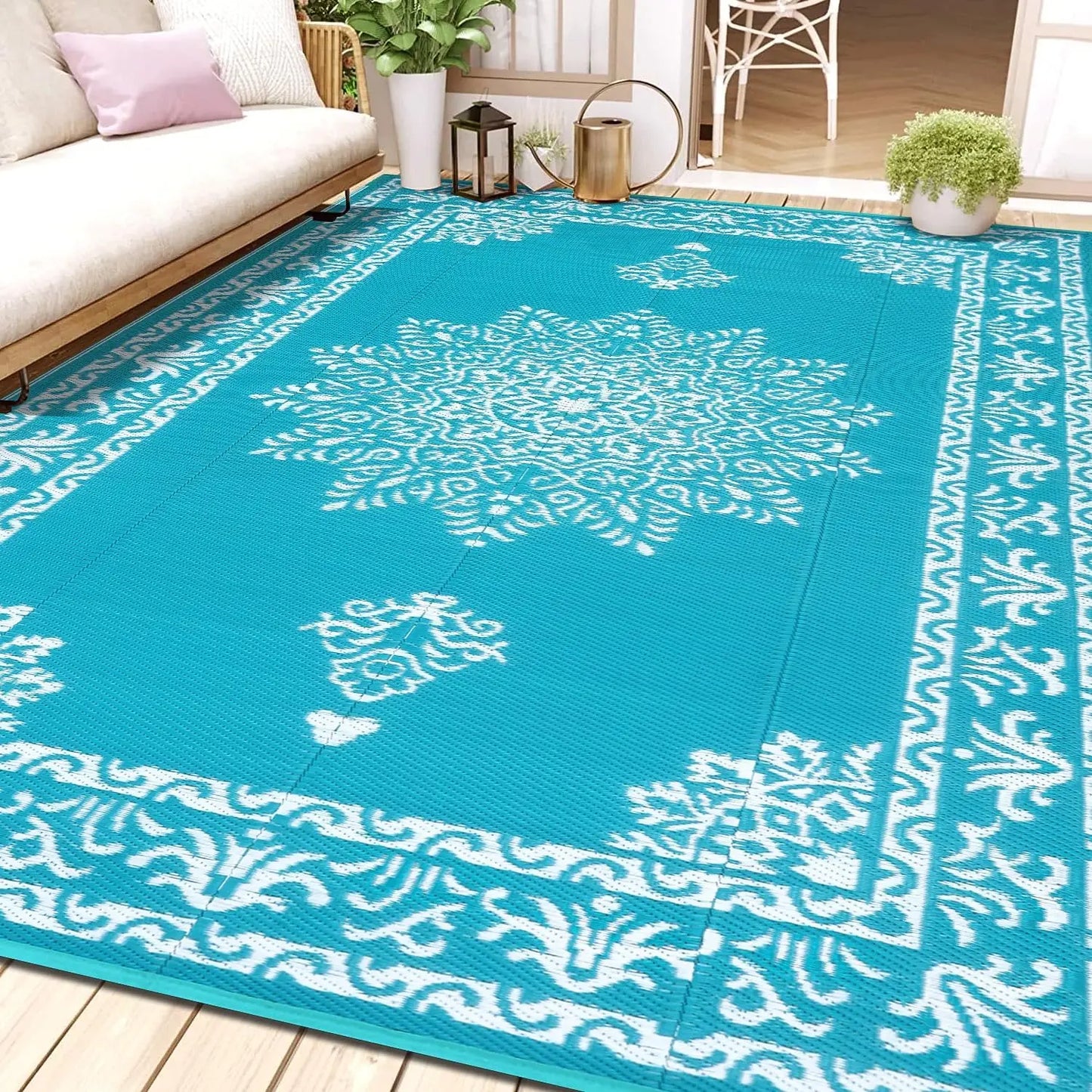 8x10 Waterproof Reversible UV Resistant Outdoor Rug