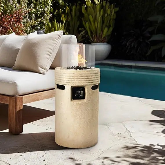 16-inch Outdoor Propane Fire Pit with Lava Rocks for Patio Use