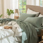 King Bedding Sheet Set 100 Washed Cotton Linen, Heather Green