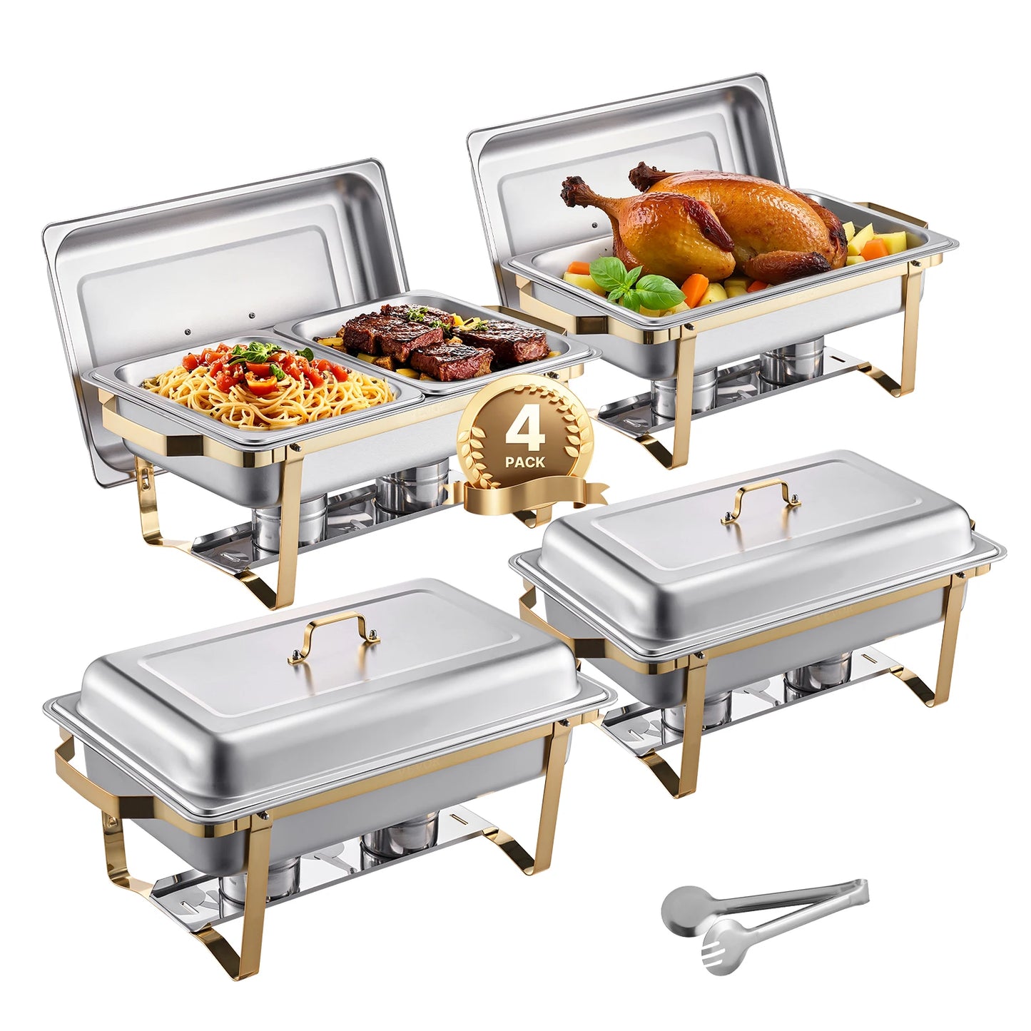 SucceBuy 8 Qt 4 Pack Chafing Dish Buffet Set