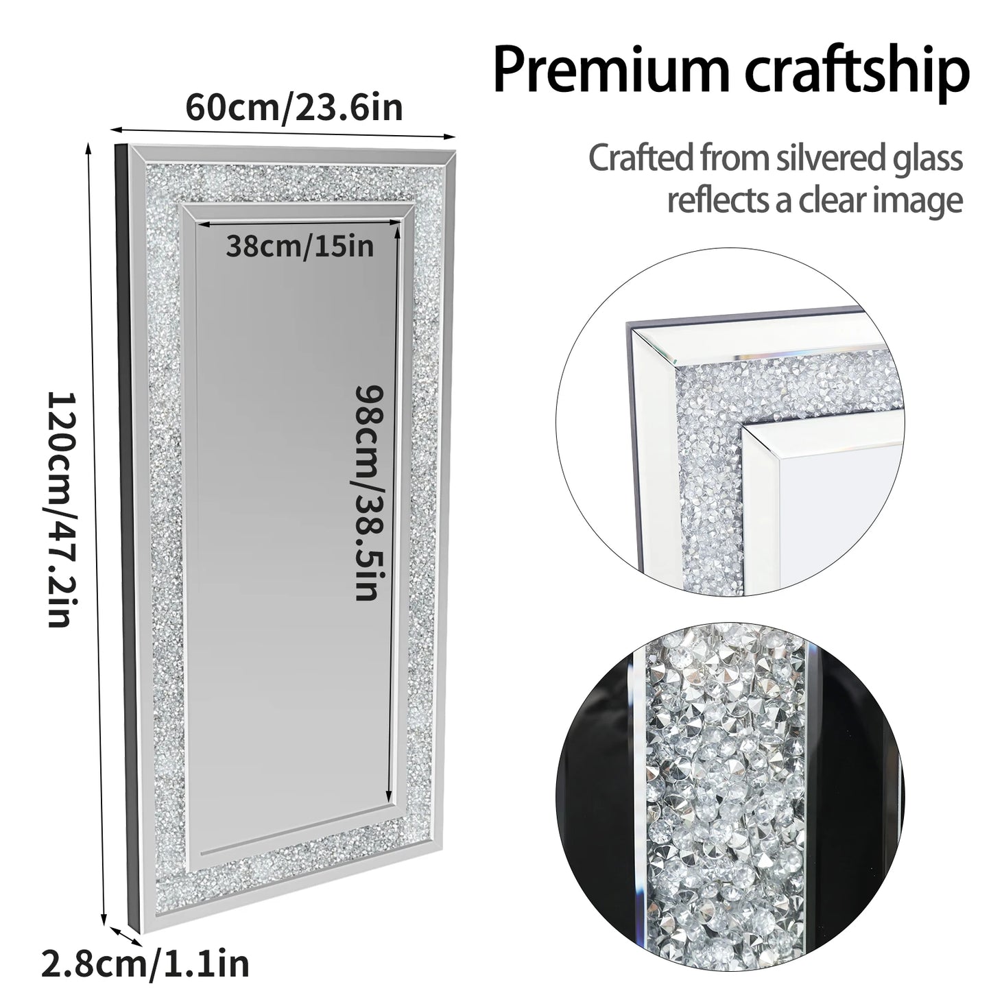 Charming Crushed Crystal Full Length Mirror