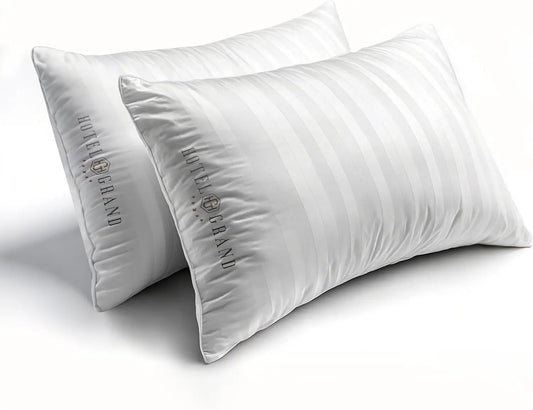 King Size Feather Down Pillows Set of 2, 100% Cotton Cover, Hypoallergenic