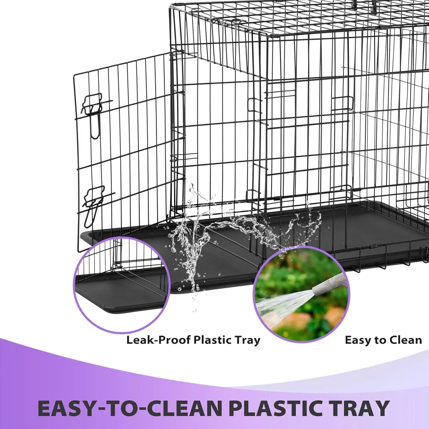 BestPet 48" Black Foldable Metal Kennel with Double Doors