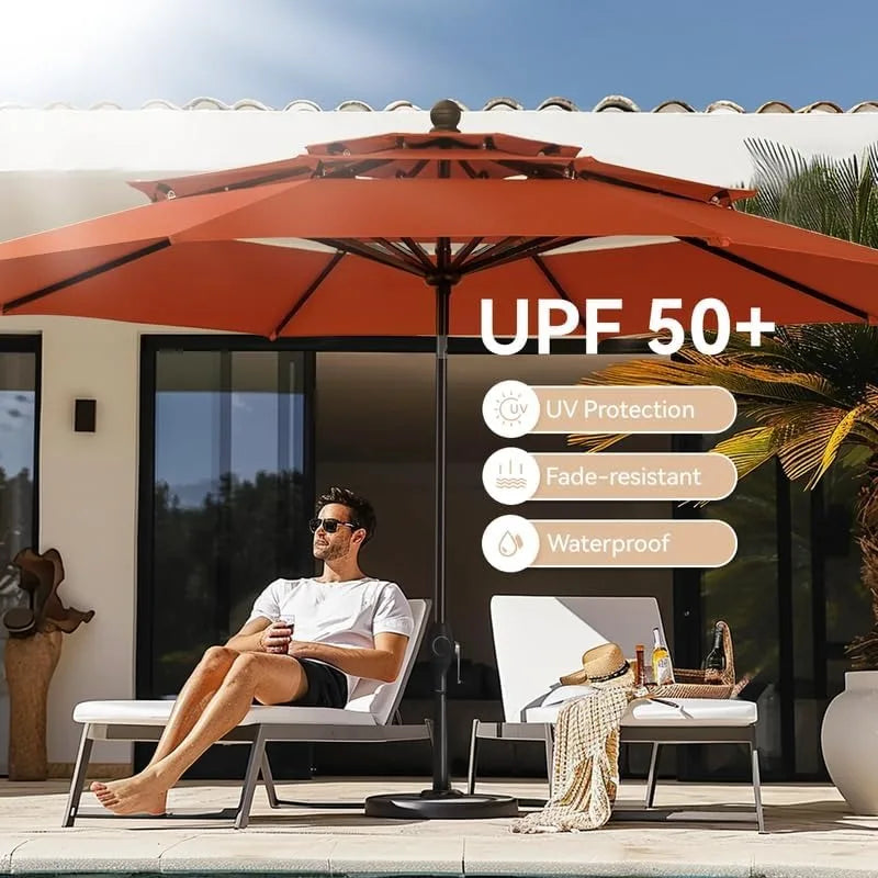 10ft Auto-Tilt Outdoor Patio Umbrella