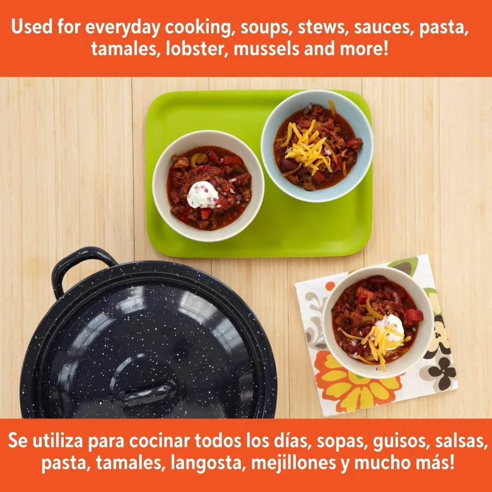 Enamel Stock Pot  with Double Handles Oven Safe Durable Steel