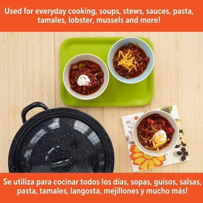 Enamel Stock Pot  with Double Handles Oven Safe Durable Steel