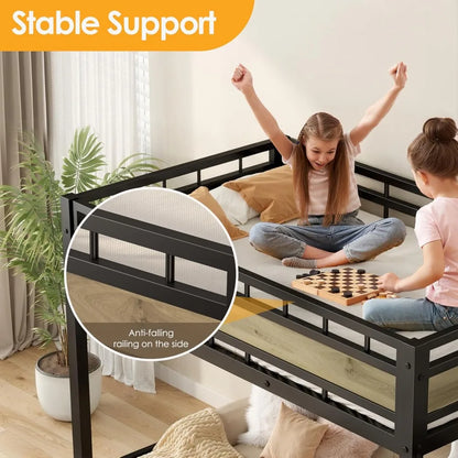 Twin Size Heavy Duty Metal Loft Bed with Stairs, Storage & Large Under-Bed Space