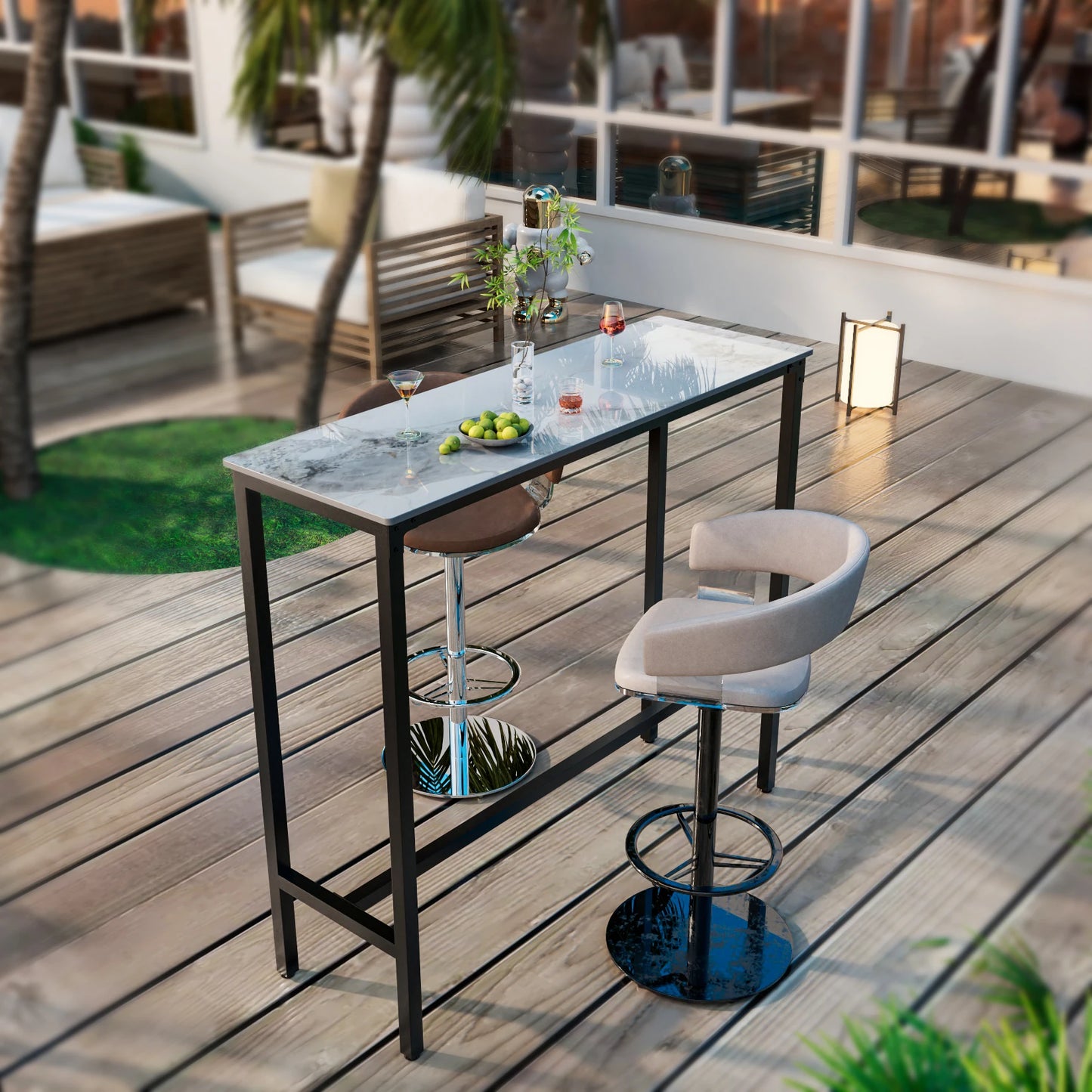 Sintered Stone Counter Height Bar Table