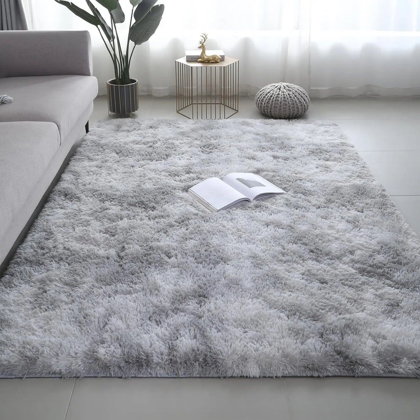 Ultra Soft 8x10 Area Rug, Grey, Non-Slip Carpet