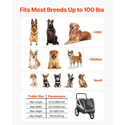Dog Bike Trailer Supports up to 100 lbs with Quick Release Wheel