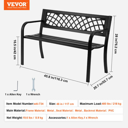 Outdoor Bench Wooden or Metal Garden Bench