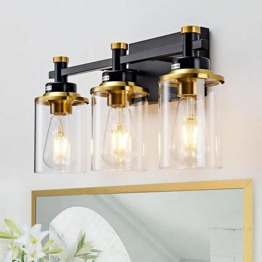 Modern Black and Brushed Gold Vanity Lights