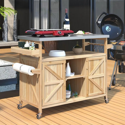 Grill Cart with Stainless Steel Tabletop