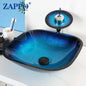 Tempered Glass Bathroom Vessel Sink with Waterfall