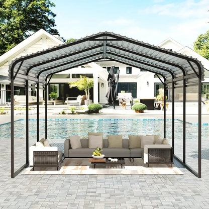10 x 15 FT Heavy Duty Carport with Galvanized Steel Roof