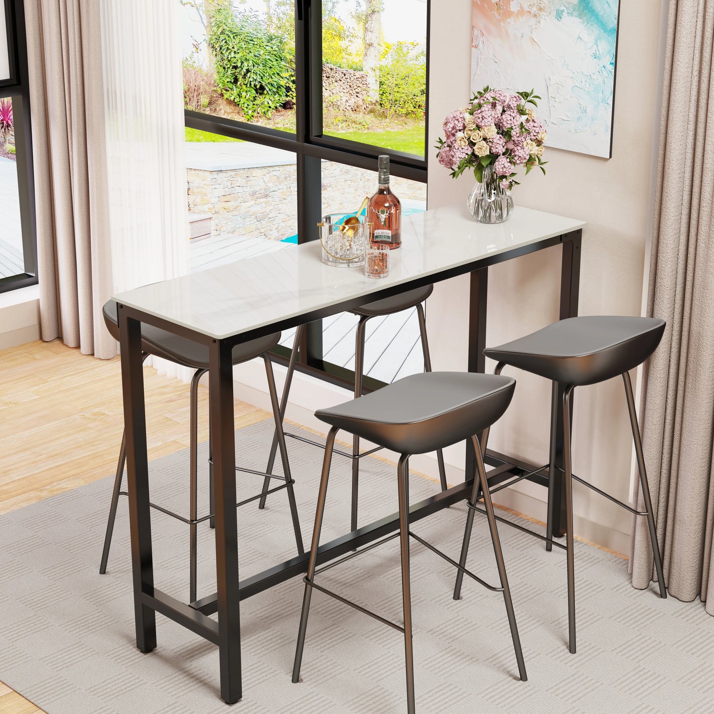 Sintered Stone Counter Height Bar Table
