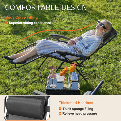 Set of 2 Zero Gravity Portable Recliner with Cup Holder Trays