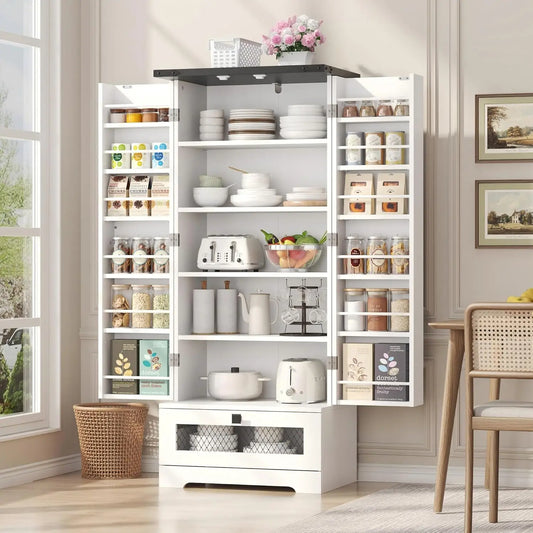 55'' Pantry Storage Cabinet with Adjustable Shelves and Drawer