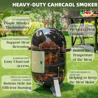18-Inch Vertical Charcoal Smokers BBQ Grills