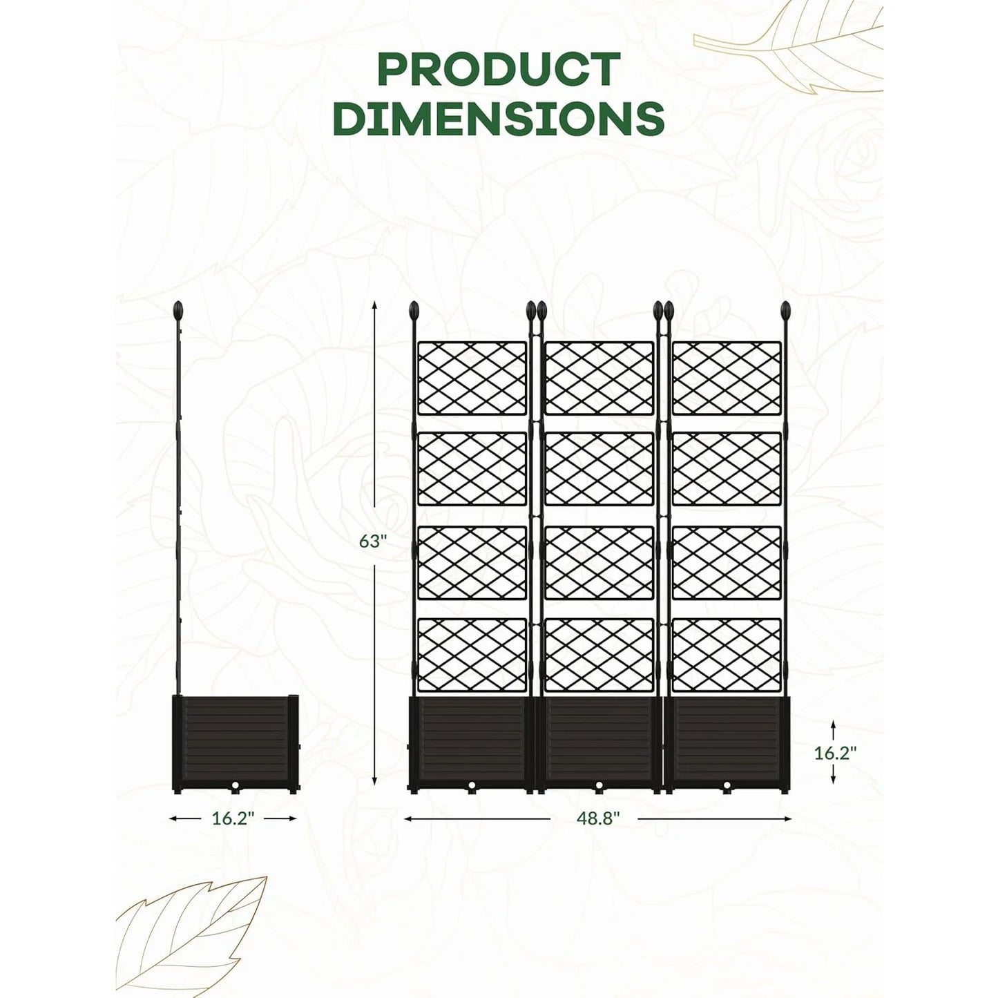 Outdoor Raised Planter Box with Trellis for Climbing Plants, Flowers, & Vegetables
